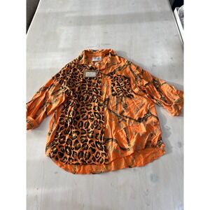NWT Brand bazar button down orange shirt